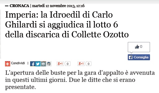 la Idroedil si aggiudica il lotto 6 della discarica di Collette Ozotto – Sanremonews 12 11 2013